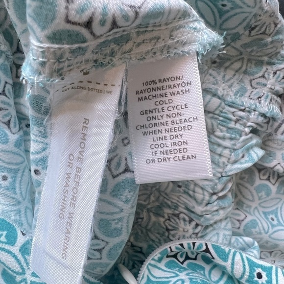 LOFT | Boho Geometric Shorts Romper Turquoise Black Bell Sleeves | XS - Picture 7 of 7